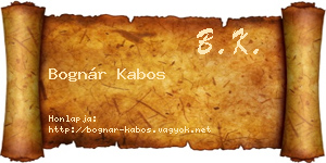 Bognár Kabos névjegykártya